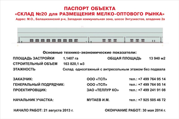 Паспорт стройки (пластик, 1x1м) - Охрана труда на строительных площадках - Паспорт стройки - Магазин охраны труда ИЗО Стиль