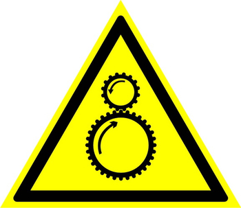 W29 осторожно! возможно затягивание между вращающимися элементами (пленка, сторона 200 мм) - Знаки безопасности - Предупреждающие знаки - Магазин охраны труда ИЗО Стиль